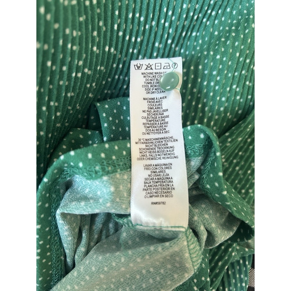 Adrianna Papell Top Size 2X Green Polka Dot Ruffle Sleeve Textured Stretch - Picture 6 of 8